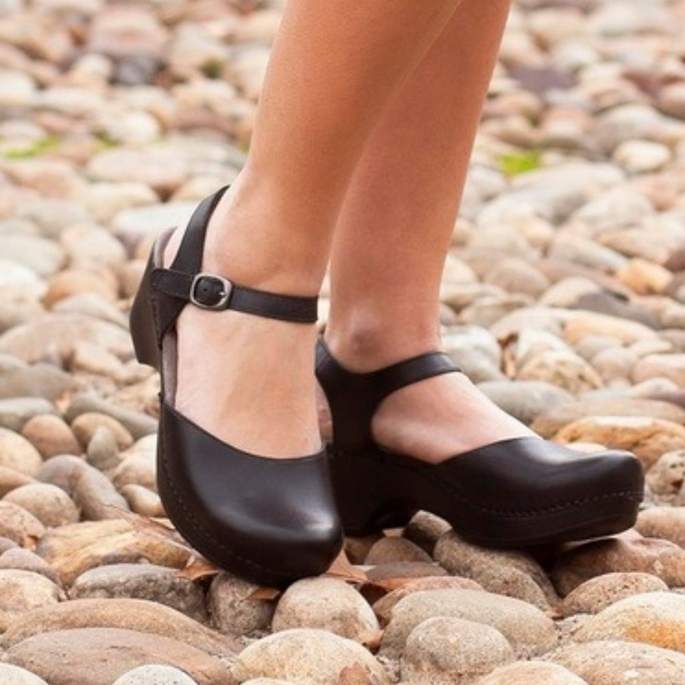 Dansko Sam Black Soft Full Grain Mary Jane Clogs 39